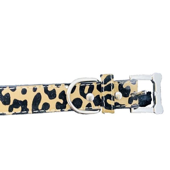 Leopard Print Dog Collar and Leash Large New - Picture 3 of 5